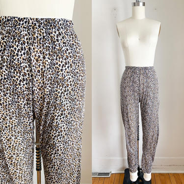 Vintage Silk Cheetah Print PJ Pants / Long Johns // M 