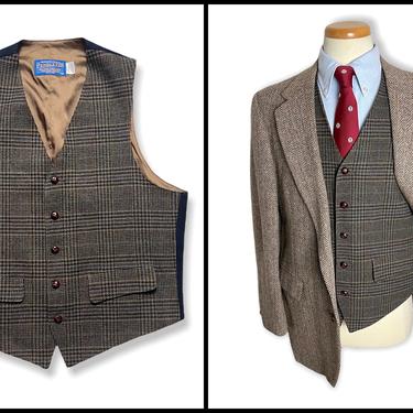 Vintage PENDLETON Wool Tweed Vest / Waistcoat ~ size 42 ~ Glen Plaid ~ Wedding ~ Ivy Style / Preppy / Trad ~ Hunting 