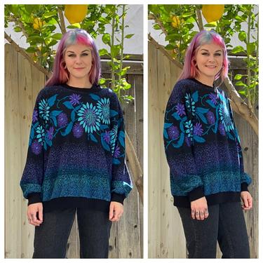 Vintage 1990’s Blue and Purple Floral Sweatshirt 