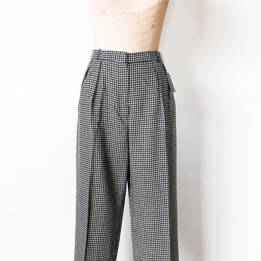 1980s Black & blue houndstooth wool trousers, 34" waist