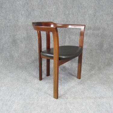 Mid-Century Modern Solid Rosewood Armchair Chair.  Circa 1980s.
