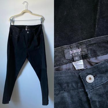 Suede Leather Pants in Black 