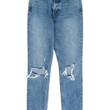 GRLFRND - Medium Wash Distressed "Super High Rise Karolina" Skinny Jeans Sz 25