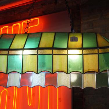 Green and Yellow Stained Glass Canopy Billard Light