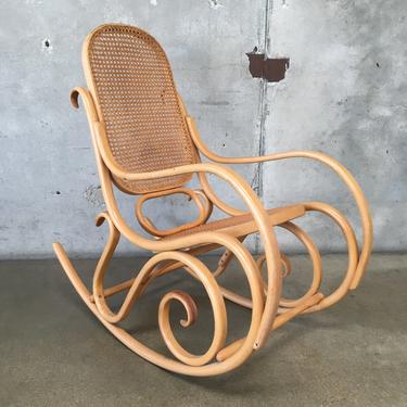 Signed Thonet Mid Century Bentwood Ornate Rocking Chair