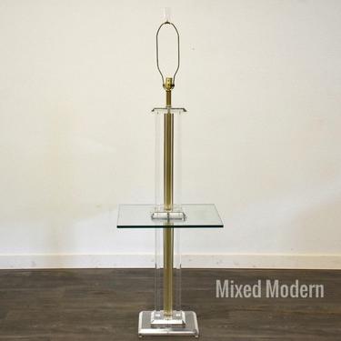 Brass Glass and Lucite Table Lamp 