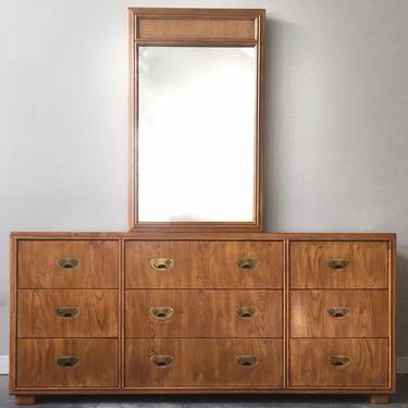 vintage mid century Drexel Passage triple dresser with mirror.