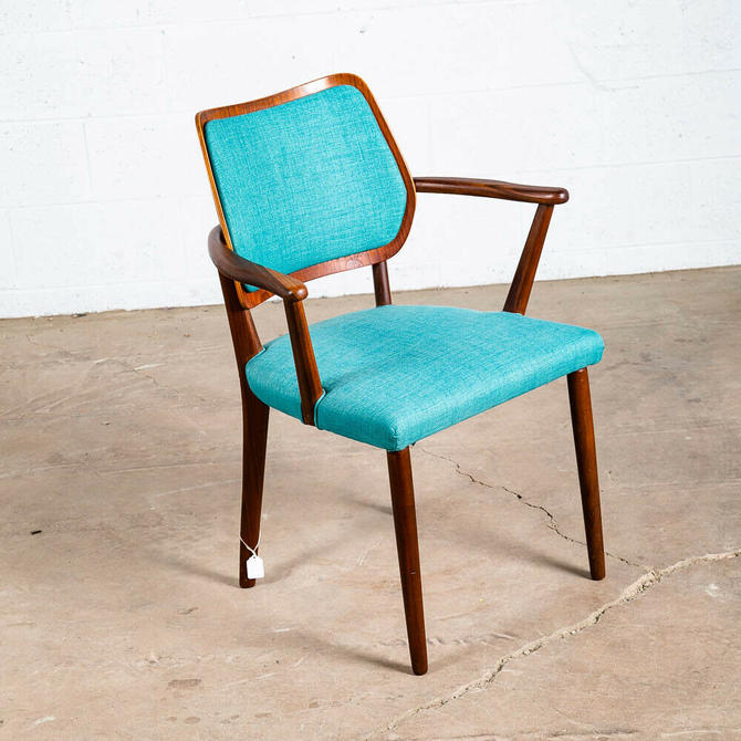 Mid Century Danish Modern Lounge Chair Teak Armchair Aqua Mcm Wood Denmark Arm
