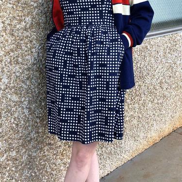 Sweet 90s gap sleeveless denim polka dot  dress with pockets 
