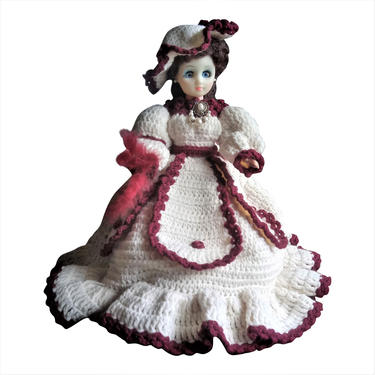 VINTAGE Crochet Bed Doll, Pink, Bedroom Decor 