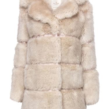 Kate Spade - Beige Faux Fur Clasped Coat w/ Ribbed Trim Sz S