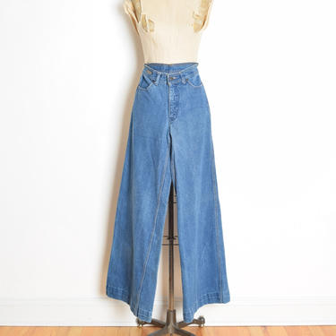 vintage 70s jeans bellbottoms wide leg high waisted hippie boho pants denim S clothing 