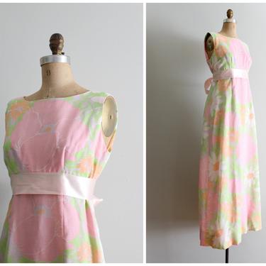 60s floral print maxi dress - vintage 1960s mod prom dress / 60s sherbet floral dress - '60s prom dress / 60s Halloween costume - 70s dress 