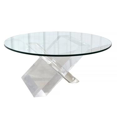 Sculptural Coffee Table with Thick Lucite Base Mid Century Modern Jeffrey Bigelow 