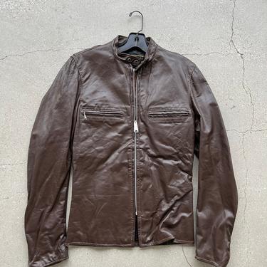Vintage 1960s Brooks Cafe Racer NOS Jacket | SMALL  | 32 Biker jacket talon zippers brown Leather 