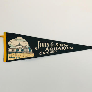 Vintage John G Shedd Aquarium Chicago Illinois Souvenir Pennant 