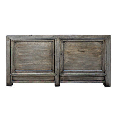Chinese Distressed Pale Olive Green 4 Doors Sideboard Table Cabinet cs5391E 