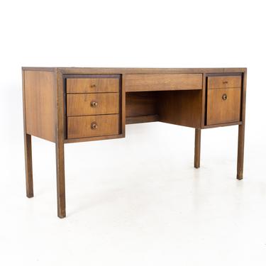 Lawrence Peabody Style Mid Century Walnut and Laminate Desk - mcm 