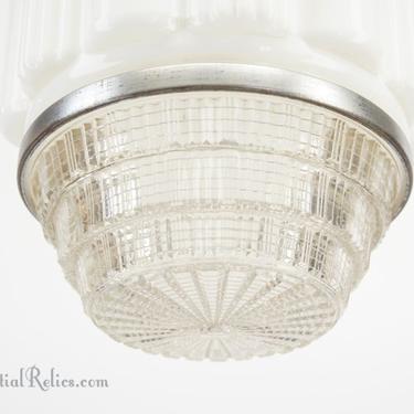 Chrome-plated Perfeclite ceiling fixture with white glass globe and bottom lens, circa 1930s