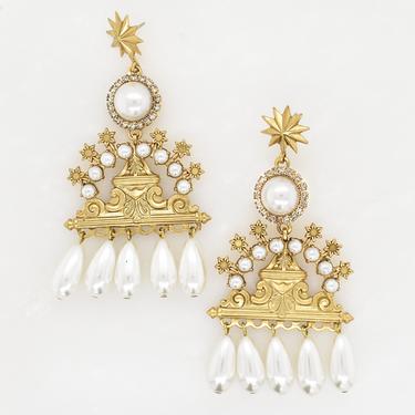 Frederica Crystal and Pearl Earrings