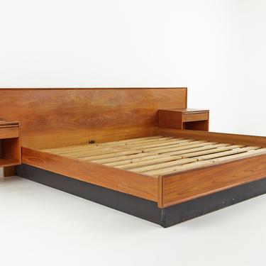 Westnofa Mid Century Teak King Platform Bed with Floating Nightstands - mcm 