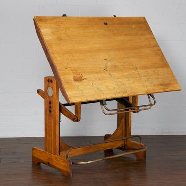 1930s French Heliolithe Architect Drafting Table 