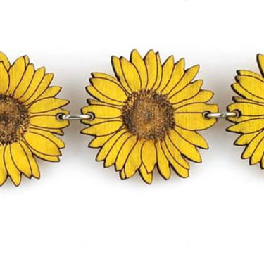Detailed Sunflower Bracelet #7520A - Laser Cut From Reforested Wood 