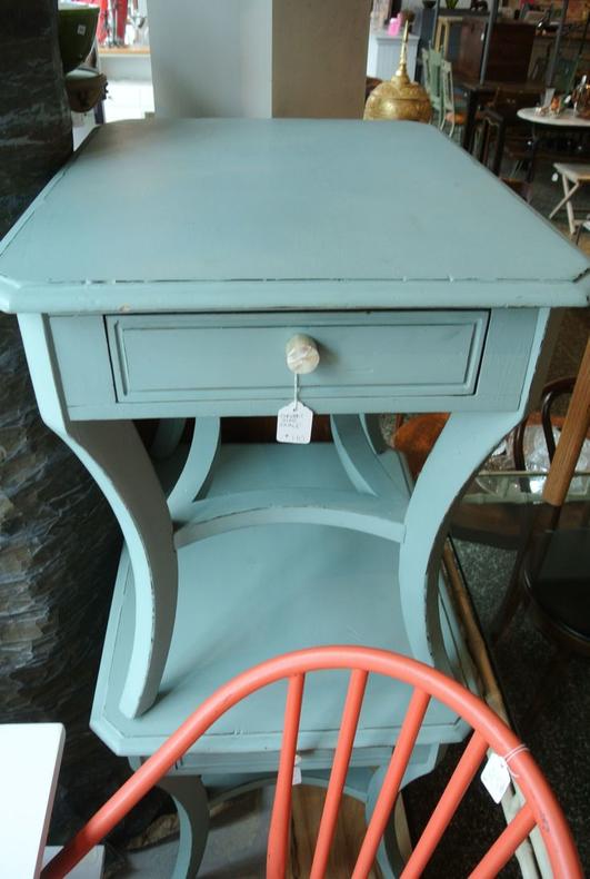 Green painted side table. $110