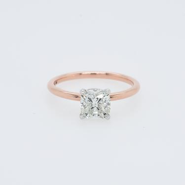 Emmaline Fire Cushion 1.01ct Diamond Rose and White Gold Engagement Ring