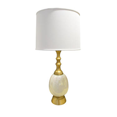 Elegant Table Lamp With Opaline Glass 1950s (Signed)