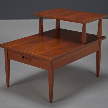 Walnut Two-Tiered Side Table by T.H. Robsjohn-Gibbings for Widdicomb