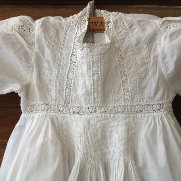 Heirloom Edwardian Baby Christening Gown, Fine Cotton Embroidery Lace, Baby Doll Dress 
