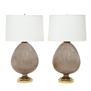 Alfredo Barbini Attributed Pair Hand-Blown Scavo Glass Table Lamps 1970s