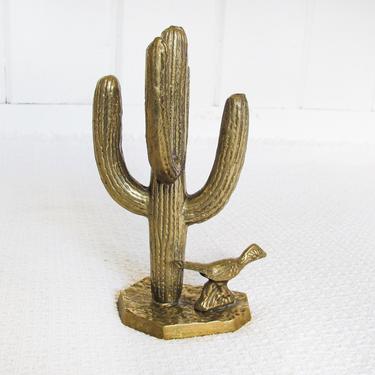 Adorable Vintage Semi-Solid Brass Saguaro Cactus 