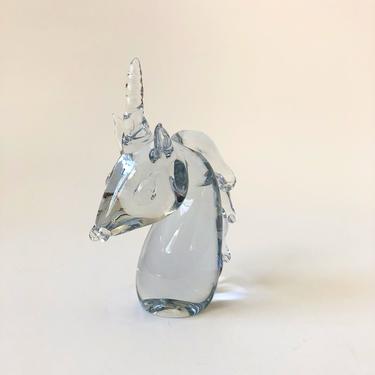 Vintage Art Glass Unicorn Head 
