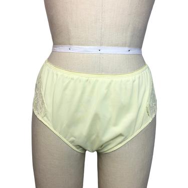 1960s Deadstock Pale Yellow Nylon and Lace Exquisite Form Panties Undies Underwear 