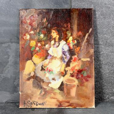 Original Painting - Flower Girl 1988 - 6&amp;quot; x 8&amp;quot; Oil or Acrylic Painting | FREE SHIPPING 
