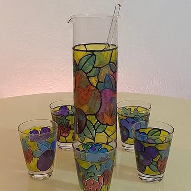 Stained Glass Martini Pitcher Set