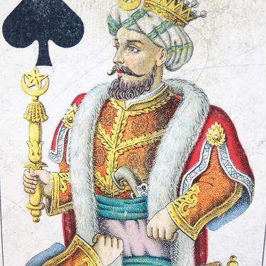 Antique Austrian Antique Playing Card, Piatnik & Söhne Tarot King of Spades, Vienna, Vintage Ephemera 