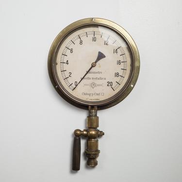 Early 20th c. Italian Brass and Bakelite Pressure Gauge c. 1920