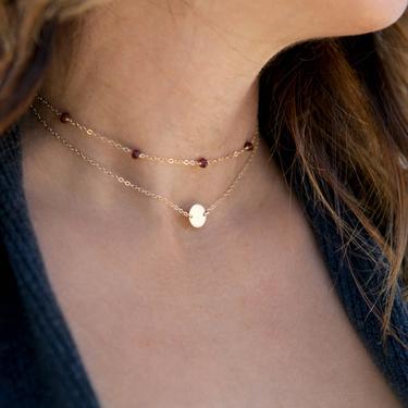 Birthstone Choker Necklace, Dainty Gold Necklace, 14k Gold Fill, Sterling Silver, Simple Choker Necklace, LEILAjewelryshop, N242 