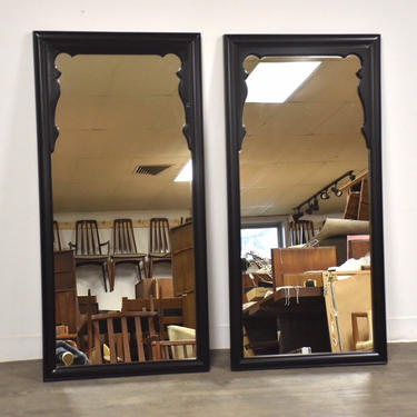 Chin Hua Century Furniture Black Lacquer Mirrors - A Pair 
