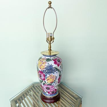Blue and White Floral Lamp
