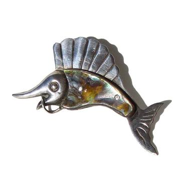 Vintage Ana Sosa Fish Brooch Sterling Silver Sailfish Marlin Pin 