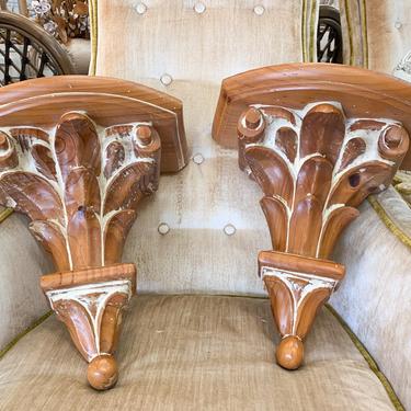 Pair of Roche Style Carved Wall Shelves