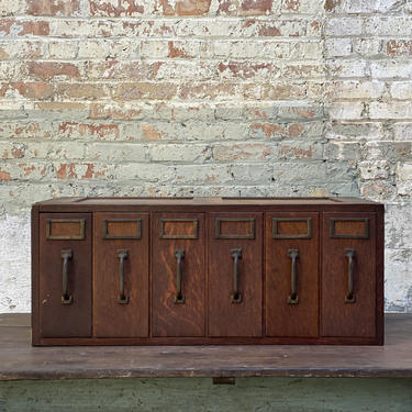 Antique Oak Index Paper Filer Office Cabinet 