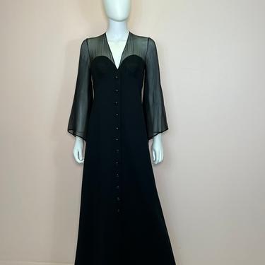 Vtg 1960s black Lily Simon angel sleeve dress 