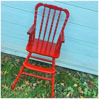 Vintage Red Wooden High Chair