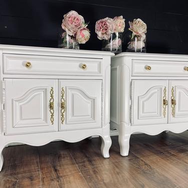French nightstand set end tables pair console solid wood customizable color 
