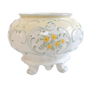 Porcelain Footed Cache Pot Vintage Midcentury Hutschenreuther Selb Flower Pot Made in Germany Signed K. Tutter 